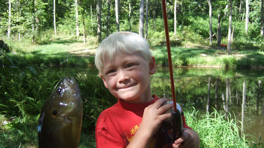 Our vacation cabin for rent has a fishing pond fully stocked with bass, bluegill, perch and cats.